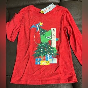 Cat & Jack Dinosaur Christmas Long Sleeve Shirt 4T